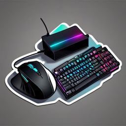 Gaming keyboard and mouse sticker- PC gaming setup, , sticker vector art, minimalist design