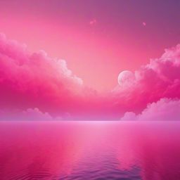 Dreamy Aesthetic with Soft Pink Hues in Pink Sky Background wallpaper splash art, vibrant colors, intricate patterns