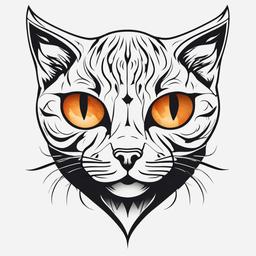 Halloween Cat Tattoo - Tattoo featuring a cat with a Halloween theme.  simple color tattoo,minimalist,white background