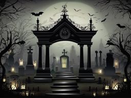 Spooky Cemetery Halloween Backgrounds intricate details, patterns, wallpaper photo