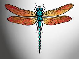 Chinese Dragonfly Tattoo - Tattoo featuring a dragonfly design with Chinese artistic influences.  simple color tattoo,minimalist,white background