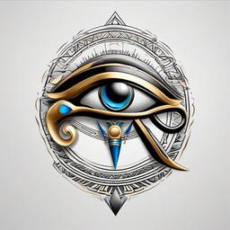 egyptian tattoo eye of horus  simple color tattoo,minimal,white background