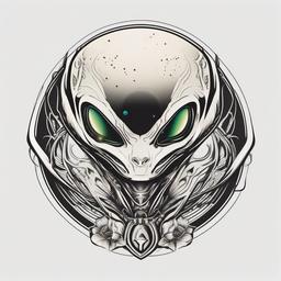 Mini Alien Tattoo - Embrace subtlety with a mini alien-themed tattoo.  simple color tattoo,vector style,white background