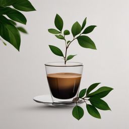 Minimalist coffee branch ink: Tiny growth, the origin of flavor.  simple color tattoo style