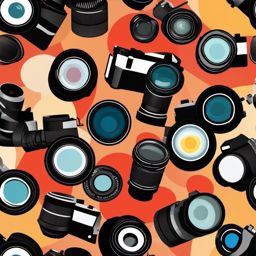 Camera Lens Clipart - Camera lens for photography and focus,  color vector clipart, minimal style