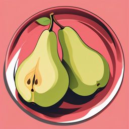 Pear Halves Clipart - Halves of ripe pears on a plate.  color vector clipart, minimal style