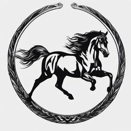 the black horse tattoo  simple tattoo,minimalist,white background