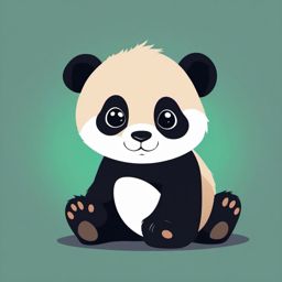 Panda Cub Clip Art - Cute panda cub learning to climb,  color vector clipart, minimal style