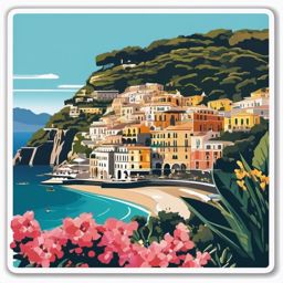 Amalfi Coast sticker- Scenic coastal area in southern Italy, , sticker vector art, minimalist design
