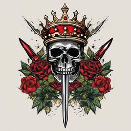 crown and sword tattoo  simple vector color tattoo
