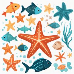 Star Fish Clipart,Illustrating an underwater adventure with star fish clipart  simple, 2d flat