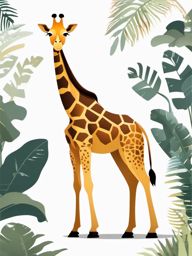 Giraffe clipart - Tallest land animal with a long neck and spotted coat, ,vector color clipart,minimal