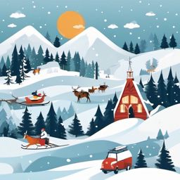 Winter Wonderland Adventure clipart - Adventurous winter scene, ,vector color clipart,minimal