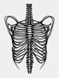 drawing of ribcage  minimal rough scribbles,doodles,black and white