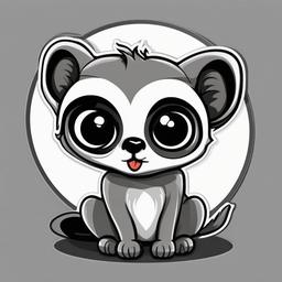 Lemur cartoon - big-eyed, jumpy primate  cartoon sticker style