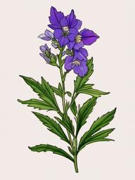 Larkspur July Birth Flower Tattoo-Celebrating July with a tattoo featuring the birth flower, larkspur, symbolizing love, positivity, and vibrant energy.  simple vector color tattoo