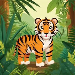 Cute Tiger in the Indian Jungle  clipart, simple