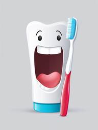 Brush Teeth clipart - Toothbrush and toothpaste tube smiling.  vector style illustration, white background