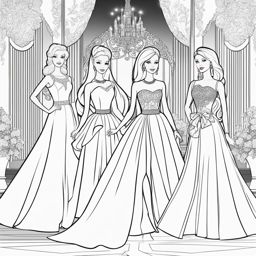 barbie coloring pages - barbie and her friends have a glamorous fashion show. 