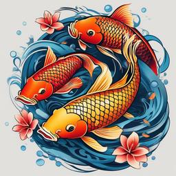 Colorful Koi Tattoo-Bold and vibrant tattoos featuring colorful Koi fish, capturing the beauty and symbolism of these iconic aquatic creatures.  simple color vector tattoo