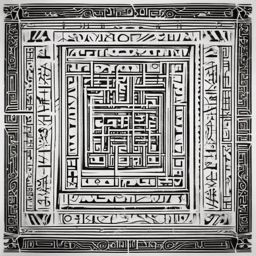 Ancient scripts etch, forming an arcane mark tattoo.  black and white tattoo style