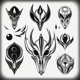 Simple Alien Tattoo Designs - Keep it straightforward with simple and iconic alien tattoo designs.  simple color tattoo,vector style,white background