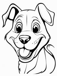 Silly Dog Coloring Pages - Goofy Dog with a Big Smile  minimal black outline printable sheet, coloring page