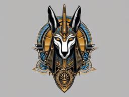 Egyptian God of Death Tattoo-Bold and dynamic tattoo featuring Anubis, the Egyptian god of death, capturing themes of mortality and the afterlife.  simple color vector tattoo