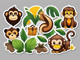 Jungle and Monkey Emoji Sticker - Jungle expedition, , sticker vector art, minimalist design
