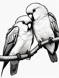 drawing of lovebirds  minimal rough sketch scribbles,doodles,black and white