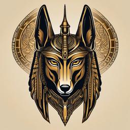 Anubis Horus Tattoo-Intricate and symbolic tattoo featuring Anubis and Horus, two prominent deities in Egyptian mythology.  simple color vector tattoo
