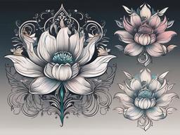 Ghost Flower Tattoo-Celebrating ethereal beauty, charm of supernatural and floral elements.  simple vector color tattoo