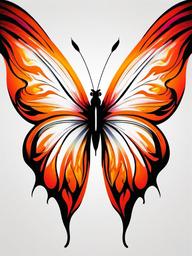 butterfly flame tattoo  simple color tattoo, minimal, white background