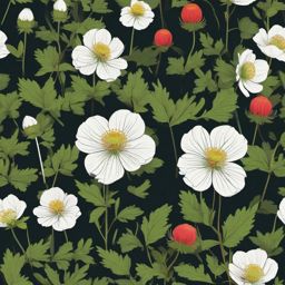 Arctic Avens Clip Art - Arctic avens blossoms in northern areas,  color vector clipart, minimal style