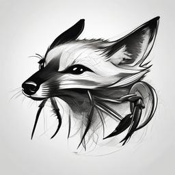 drawing of a crab-eating fox  minimal rough sketch scribbles,doodles,black and white