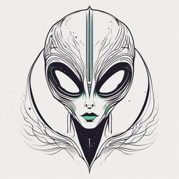 Alien Tattoo Minimal - Embrace minimalism with a sleek and subtle alien-themed tattoo.  simple color tattoo,vector style,white background