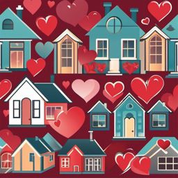 House and heart icon - House and heart for love and family,  color clipart, vector art