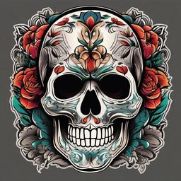 chicano skull tattoo  simple vector color tattoo