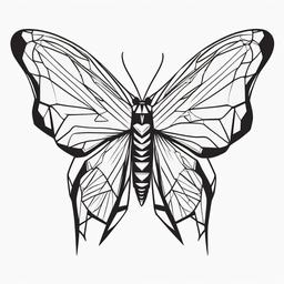 Folding Moth Tattoo - Tattoo featuring a folding or origami-style moth.  simple vector tattoo,minimalist,white background