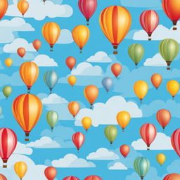 balloon clipart: joyful balloon floating high in a clear blue sky. 