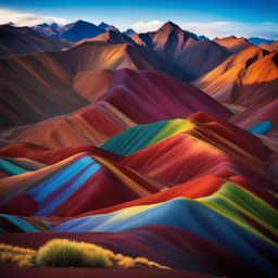 rainbow mountains, peru - illustrate the vibrant colors of peru's rainbow mountains, illuminated by moonlight. 