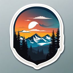 Mountain landscape sticker, Majestic , sticker vector art, minimalist design