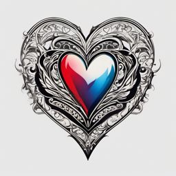 Heart symbol tattoo, Love's emblem rendered in ink, silent proclamation of the heart's desires. , tattoo color art, clean white background