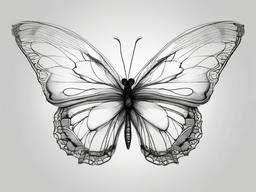 drawing of a beautiful butterfly  minimal rough scribbles,doodles,black and white