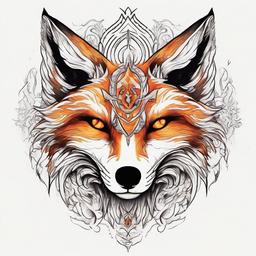 fox fire ghost  ,tattoo design, white background