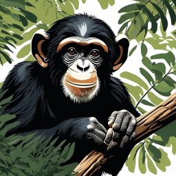 Cute Chimpanzee in a Forest Canopy  clipart, simple