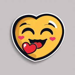 Emoji with heart eyes and kissing face sticker- Love and affection, , sticker vector art, minimalist design