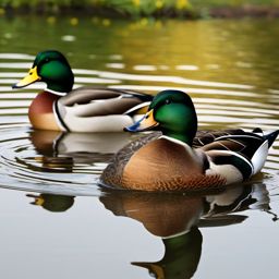 Duck Clipart, Quacking ducks swimming in a pond. 