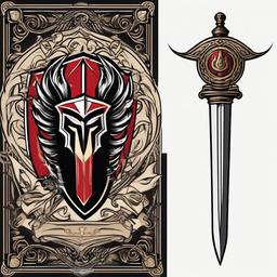 spartan sword and shield tattoo  simple vector color tattoo