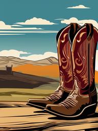 Cowboy Boot clipart - cowboy boot in a Western setting  